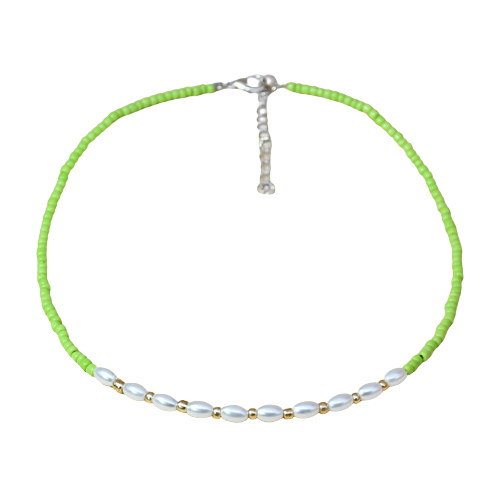 pearls green choker