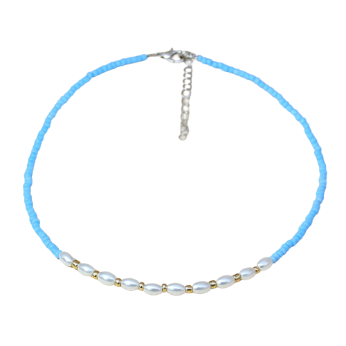 pearls blue choker